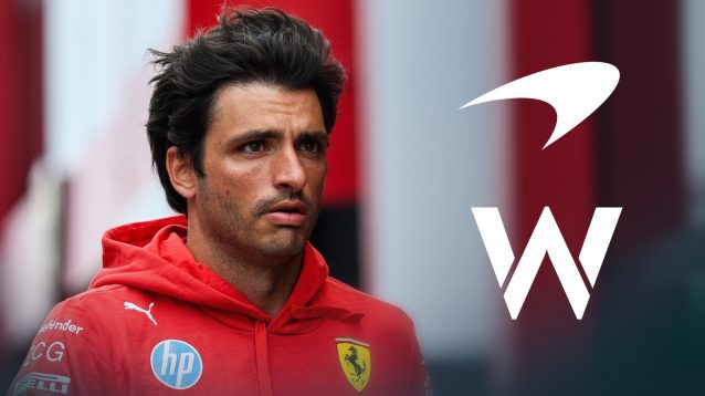 Carlos Sainz with the McLaren and Williams badge