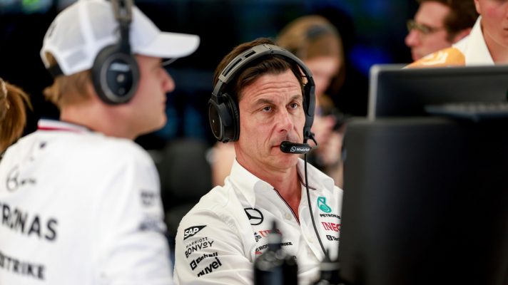 Toto Wolff in the Mercedes garage
