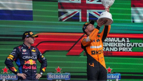 Lando Norris aims cheeky radio message at Max Verstappen after crushing Dutch GP win
