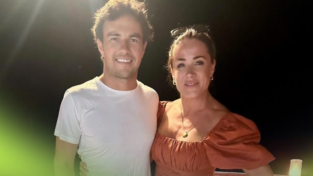 Natalie Pinkham with Sergio Perez.