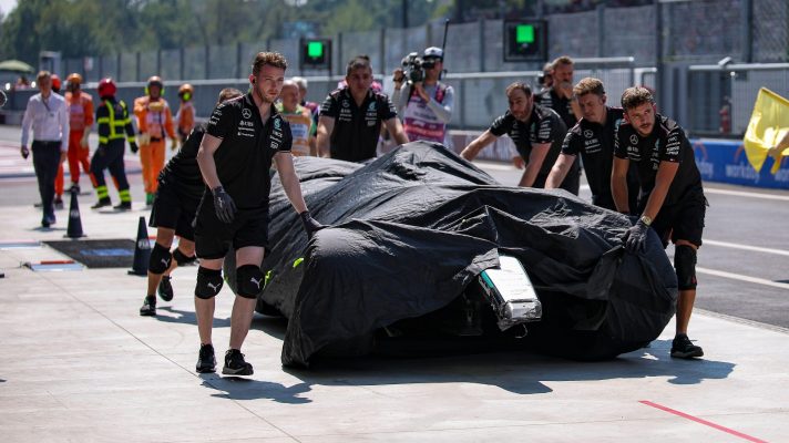 The crashed car of Kimi Antonelli in Monza