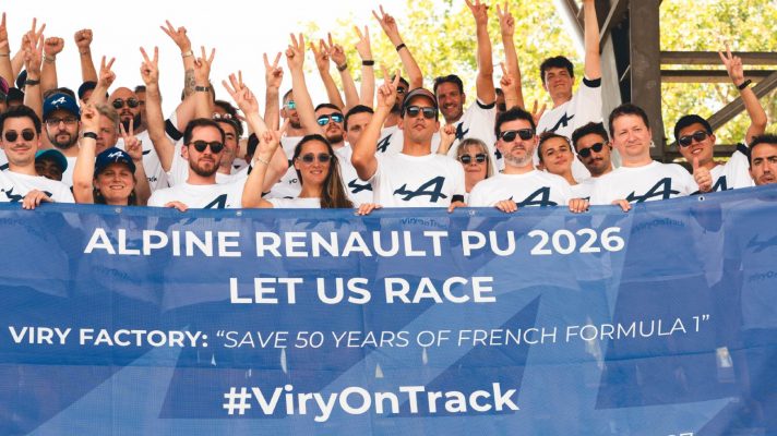 Alpine staff from Viry-Chatillon protest at the 2024 Italian Grand Prix