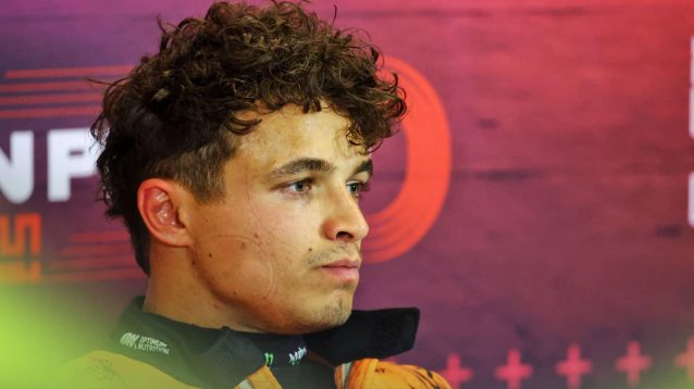 Lando Norris looks unimpressed in the post-qualifying press conference at Monza