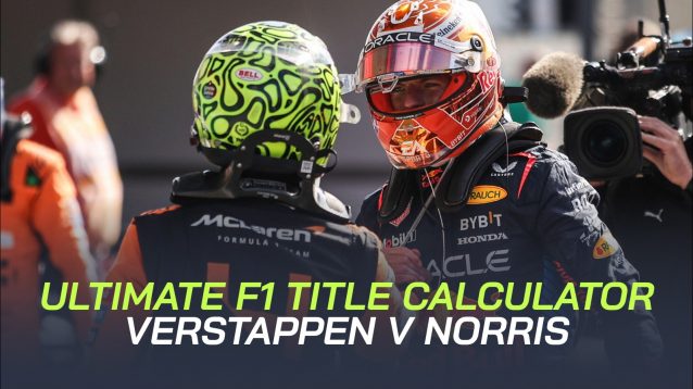 Max Verstappen and Lando Norris greet each other.