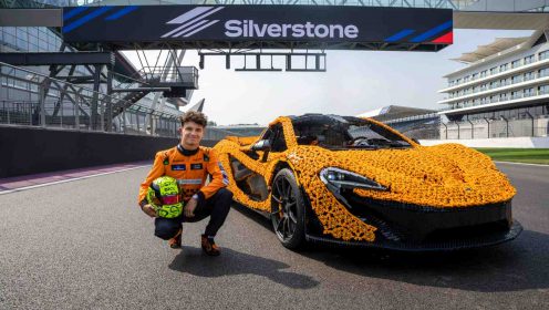 Lando Norris laps Silverstone in full-size, 342,000-piece LEGO McLaren in world-first