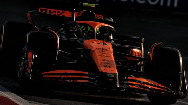 Lando Norris in the McLaren MCL38 at the 2024 Azerbaijan Grand Prix.