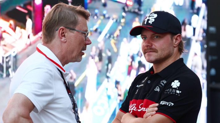 Mika Hakkinen and Valtteri Bottas, pictured in 2023.