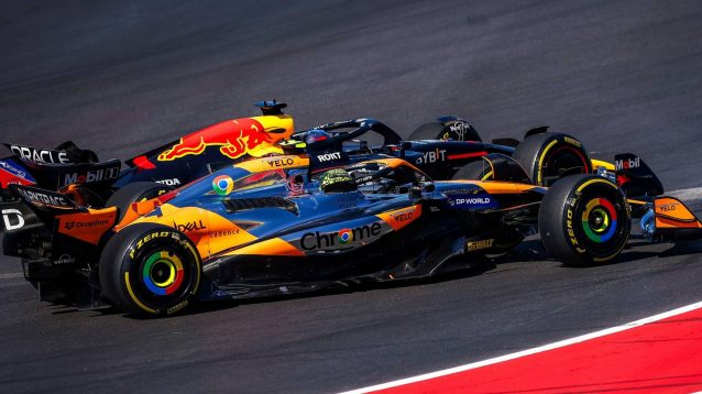 Max Verstappen and Lando Norris side-by-side at the 2024 United States Grand Prix