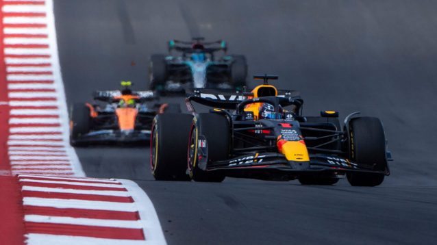 Max Verstappen leads Lando Norris in the Sprint