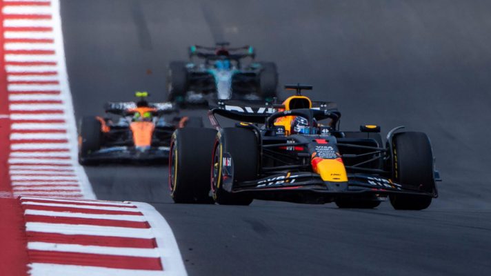 Max Verstappen leads Lando Norris in the Sprint