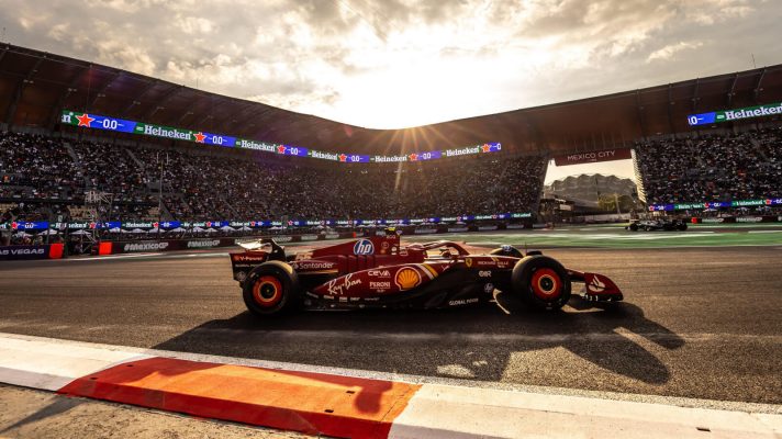 Carlos Sainz lapping in front of a huge Mexican GP crowd