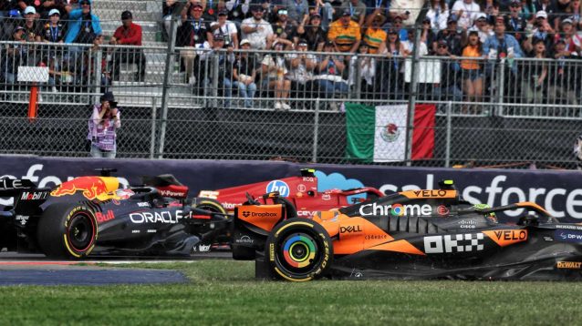Lando Norris goes off in battle with Max Verstappen at the 2024 Mexican Grand Prix.