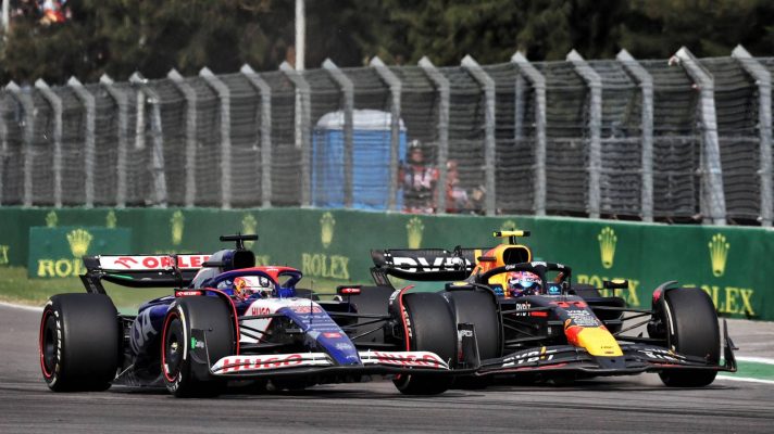 Liam Lawson and Sergio Perez battle at the 2024 Mexican Grand Prix