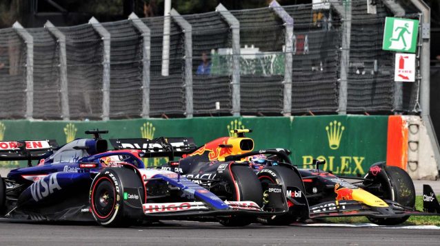 Sergio Perez and Liam Lawson in Mexico City.