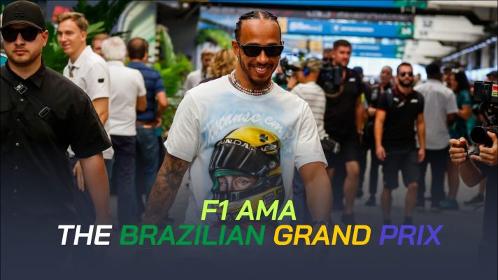 Lewis Hamilton arrives into the Sao Paulo paddock