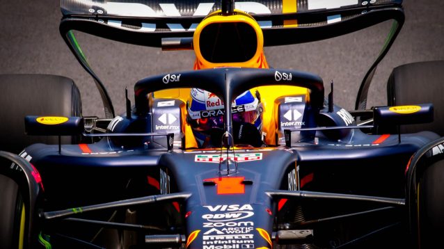 Max Verstappen up close in the Red Bull RB20