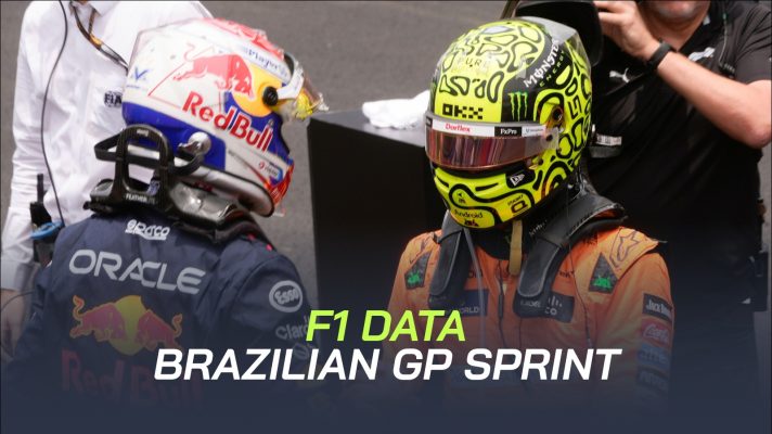 Max Verstappen shakes Lando Norris’ hand.
