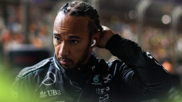 Lewis Hamilton looks tense on the grid in Singapore