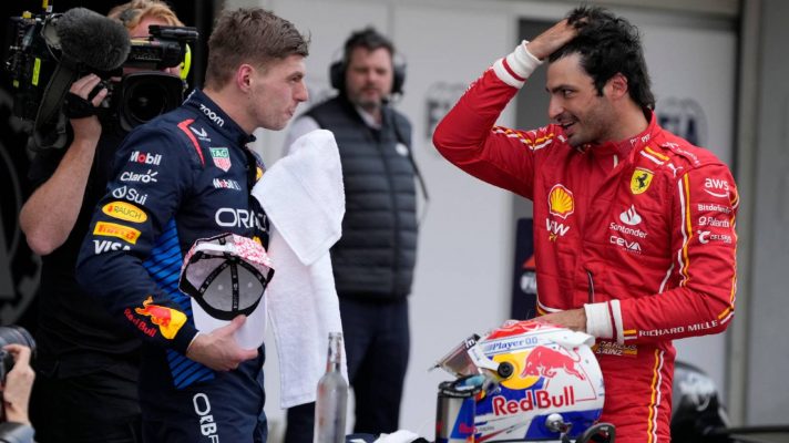 Red Bull's Max Verstappen and Ferrari's Carlos Sainz at the 2024 Japanese Grand Prix.