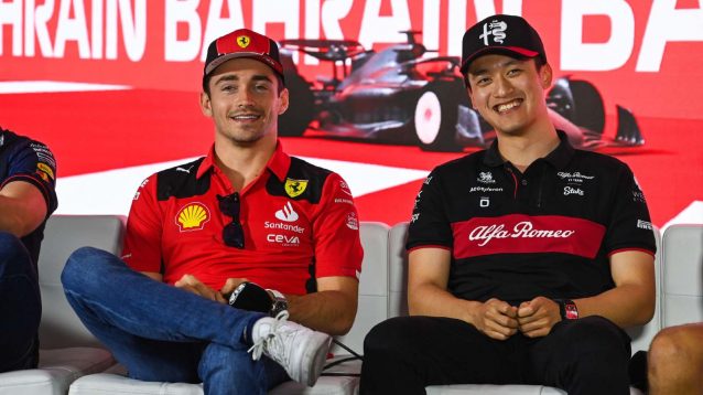 Ferrari's Charles Leclerc and Sauber's Zhou Guanyu
