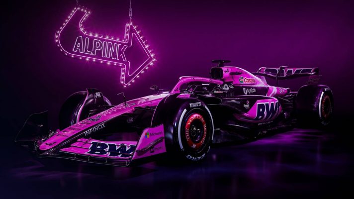 Alpine's pink livery for the 2024 Las Vegas Grand Prix.
