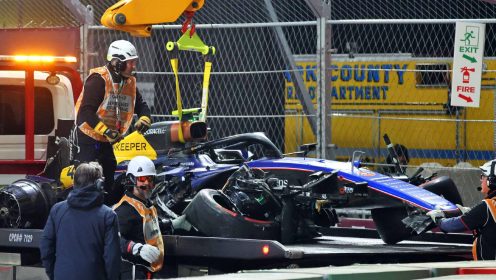 Franco Colapinto participation in jeopardy after 50G Las Vegas GP quali crash