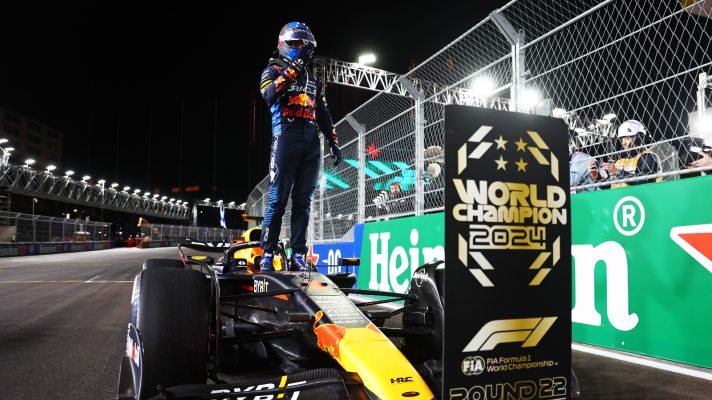 Max Verstappen celebrates his fourth world title