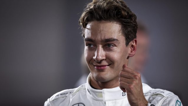 A smiling George Russell at the 2024 Qatar Grand Prix