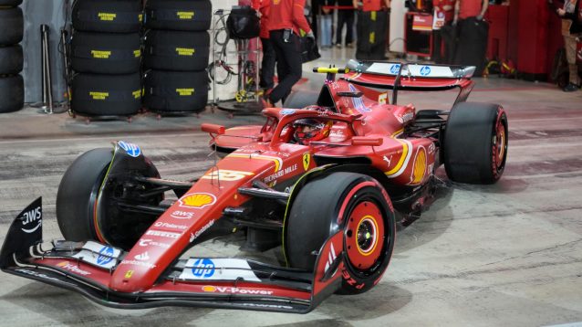 Carlos Sainz leaving the Ferrari garage in Qatar