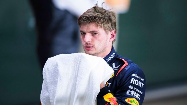 Max Verstappen with a towel in Lusail.