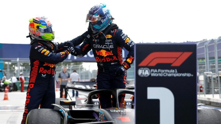 Sergio Perez with Max Verstappen
