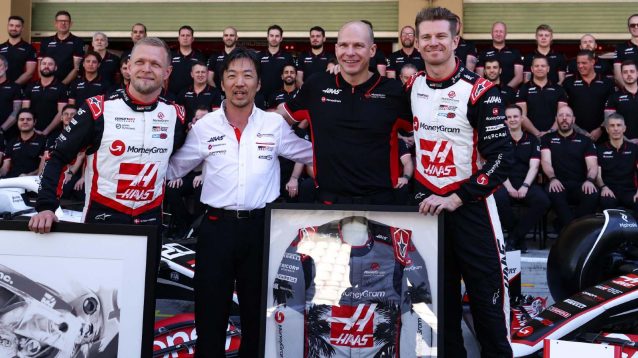 Haas' Kevin Magnussen and Nico Hulkenberg at the 2024 Abu Dhabi Grand Prix.