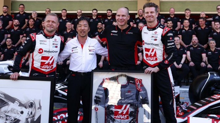 Haas' Kevin Magnussen and Nico Hulkenberg at the 2024 Abu Dhabi Grand Prix.