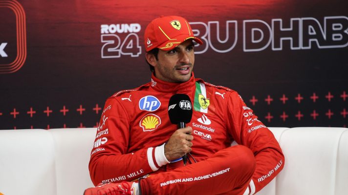 Carlos Sainz speaking to the media