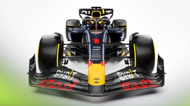 A studio-based shot of the Red Bull RB20 at launch