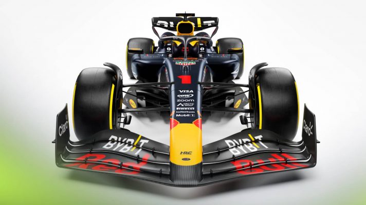 A studio-based shot of the Red Bull RB20 at launch
