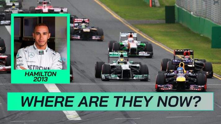 Lewis Hamilton in 2013 and the start of that year's Australian Grand Prix
