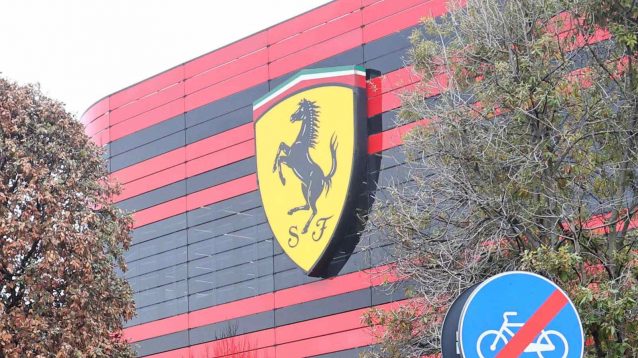 The Ferrari logo at their Maranello factory.