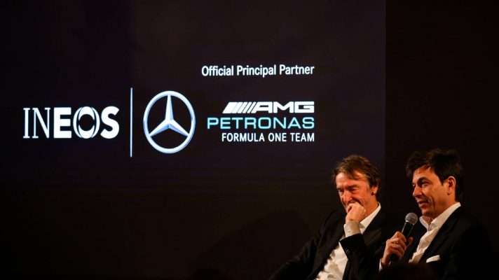 Mercedes' Toto Wolff with INEOS' chairman Sir Jim Ratcliffe.