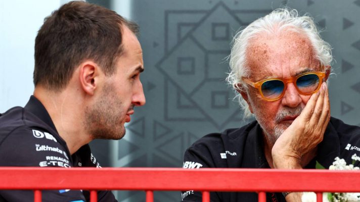 Alpine team boss Oli Oakes with Flavio Briatore at the 2024 Azerbaijan Grand Prix.