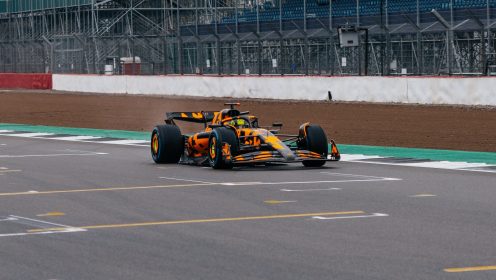 Surprise! McLaren unveil camo MCL39 in first Silverstone shakedown