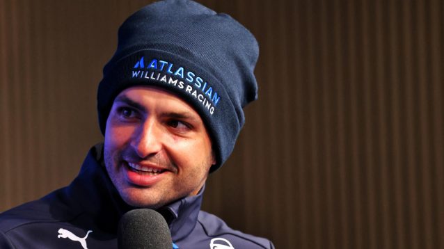 Carlos Sainz at the launch of the Williams FW47.
