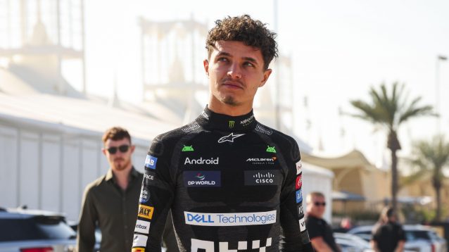 Lando Norris in the pit lane