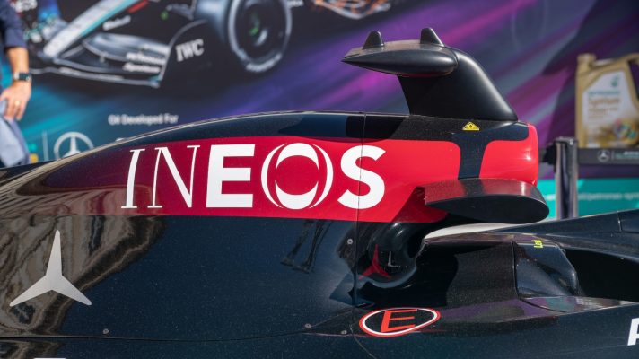 The Ineos logo on the Mercedes car