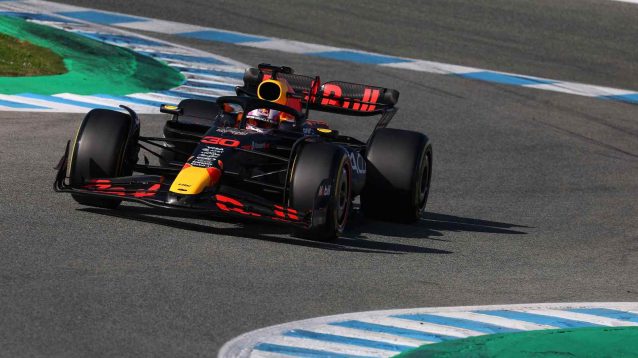 Liam Lawson drives the Red Bull RB19.