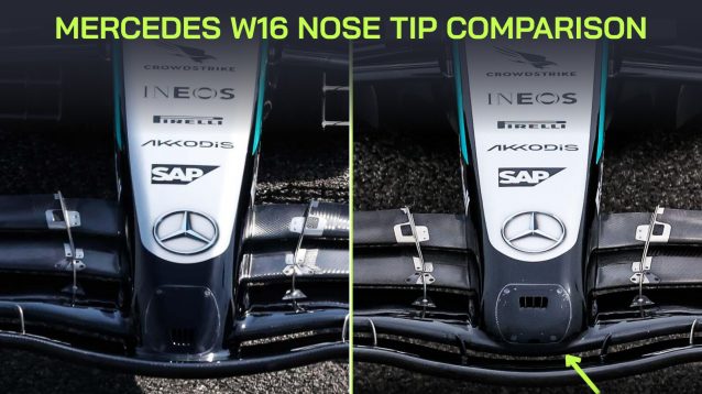 Mercedes W16 nose tip comparison