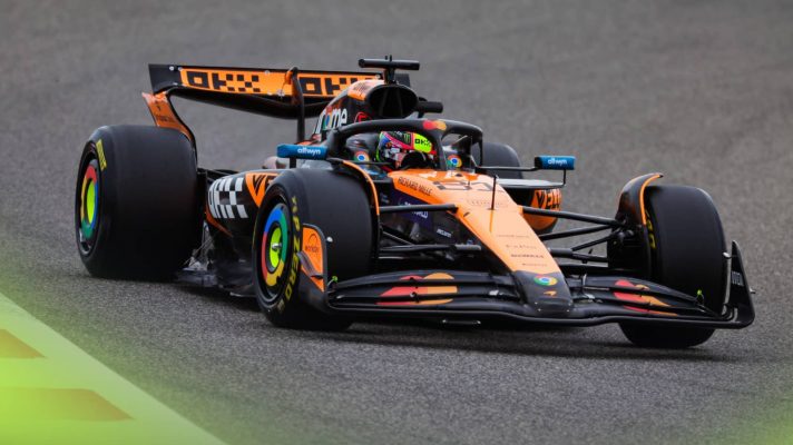 Oscar Piastri on track with the McLaren MCL39 in pre-season testing in Bahrain