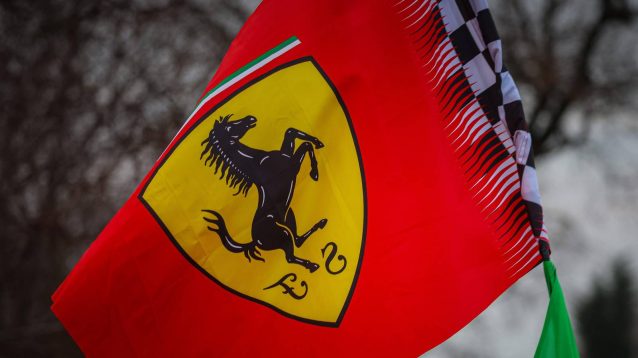 The Ferrari flag flown during an F1 2025 pre-season test at Fiorano