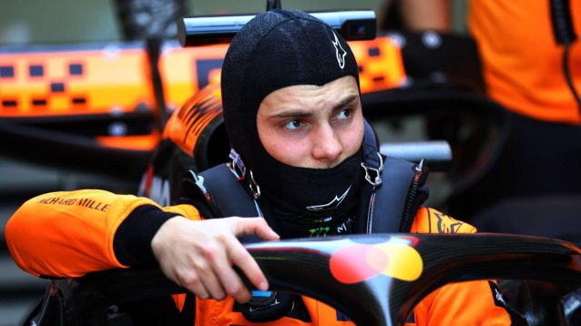 Oscar Piastri in the McLaren cockpit.
