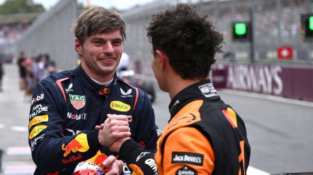 Max Verstappen and Lando Norris shake hands